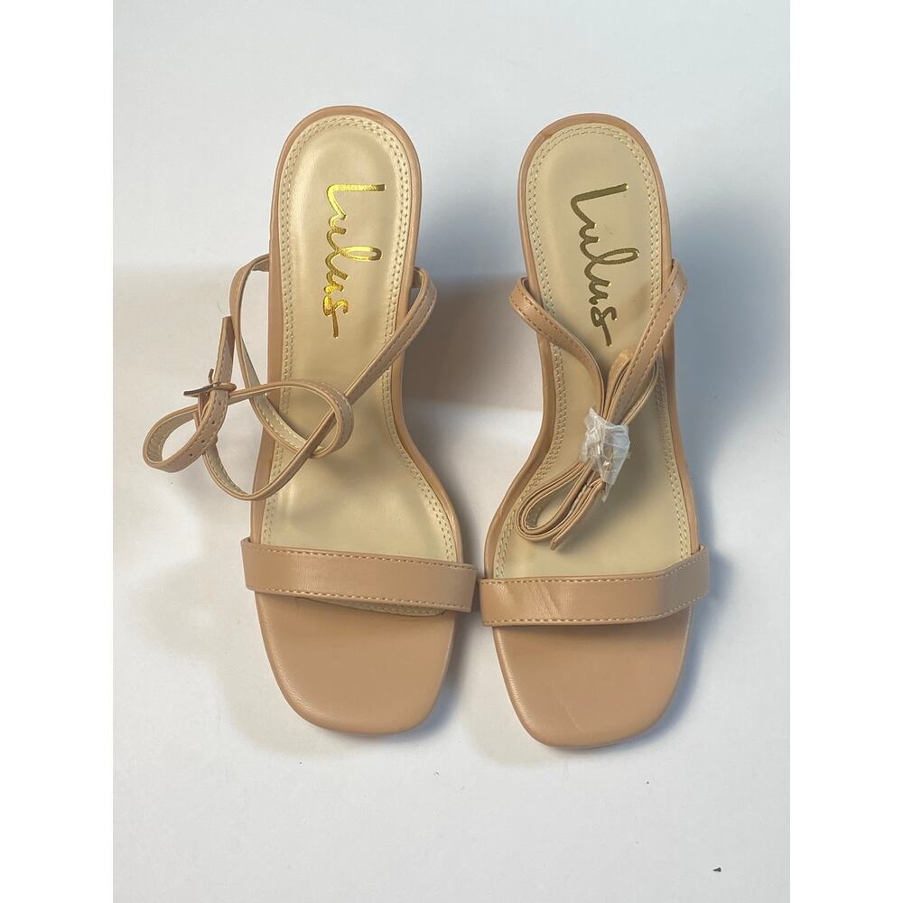 Lulus Nude Strappy Wide Heel Sandals Women's Size 6.5